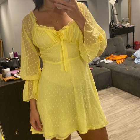 Bardot milkmaid dress - missguided Milkmaid Dress, Lemon Color, High Neck Mini Dress, Missguided Dress, White Polka Dot Dress, Square Neck Dress, Frill Sleeves, Button Up Dress, Pink Gingham