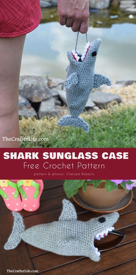 Shark Sunglasses Case Free Crochet Pattern Amigurumi Patterns, Sunglass Case Pattern, Crocheted Shark Pattern, Irish Lace Crochet Pattern, Crochet Shark, Irish Crochet Flowers, Russian Crochet, Irish Crochet Motifs, Irish Crochet Patterns