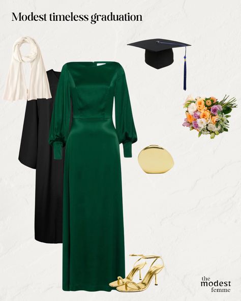 Hijabi graduation outfit Muslim Graduation Outfit, Hijabi Graduation Outfits, Graduation Dress Modest, Modest Graduation Outfit, Hijabi Graduation, Graduation Outfit Ideas Hijab, Outfit Ideas Muslim, Modest Graduation Dress, Graduation Dress Designs