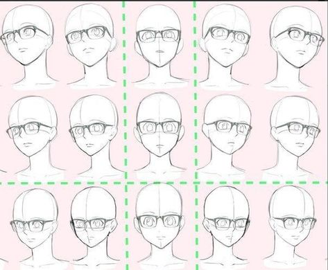 Character With Glasses Reference, Characters With Glasses Drawing, Glasses Pose Drawing, Poses With Glasses Drawing, Glasses On Head Drawing, Glasses Pose Reference Drawing, Glasses On Head Reference, Glasses Art Reference, Chibi With Glasses