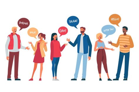 Illustration with young people talking F... | Free Vector #Freepik #freevector #people #woman #man #network Spoken Arabic, Indian Language, Free Vector Illustration, Different Languages, Second Language, Transcription, People Talk, Model Trains, Young People