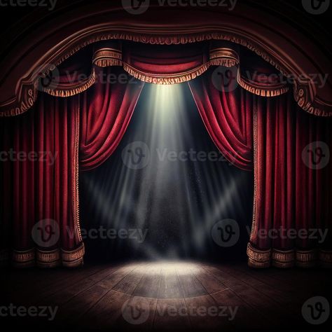 dark theater stage with red curtains and spotlight Theater Stage, Theatre Stage, Wedding People, Tree Saw, Red Curtains, Cityscape Photos, Heart Tree, Logo Banners, Nature Backgrounds