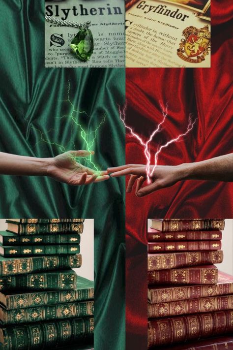 Gryffindor And Slytherin Aesthetic, Slytherin And Gryffindor Aesthetic, Gryffindor X Slytherin, Slytherin And Gryffindor, Slytherin Outfit Ideas, Slytherin Wallpaper, Red Storm, Double House, Wallpaper Harry Potter