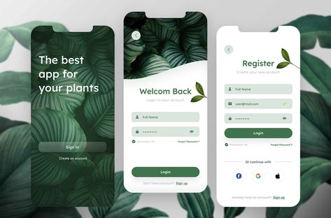 Logos, Ui Design Tutorial, Login Ui, Plant App, Login Page Design, Mobile App Interface, Login Design, Saving App, App Design Layout