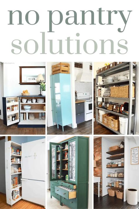 Transform your kitchen storage game with these brilliant DIY pantry alternatives solutions! From repurposed cabinets to space-saving shelving ideas, these creative hacks will help you conquer kitchen chaos. Get inspired and create a functional and fabulous pantry that's perfect for your home, even if you don't have a dedicated pantry cabinet! Kitchen Without Pantry, Repurposed Cabinets, Pantry Alternatives, Pantry Solutions, No Pantry, No Pantry Solutions, Small Kitchen Pantry, Pantry Layout, House Pantry