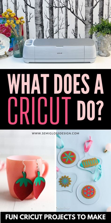 Wondering what a Cricut does? Learn more about what materials a Cricut can cut and get easy project ideas for beginners. Cricket Projects For Beginners, Circuit Maker 3 Projects, Cricut Tutorials For Beginners, Cricut Venture Projects, Small Cricut Projects, Circuit Projects Ideas, Cricut Projects Beginner Explore Air, Cricuit Ideas For Beginners, Cricut Maker 3 Projects Beginner