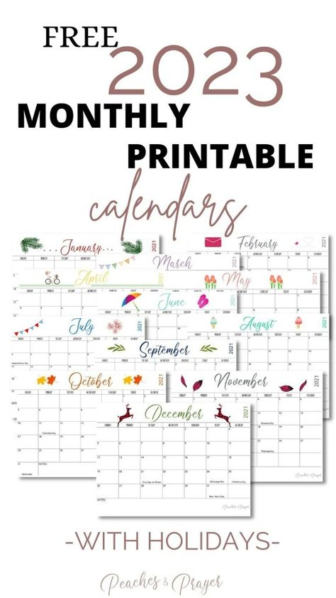 Free 2023 Monthly Calendar Printables {Two Options} - Peaches & Prayer Organisation, Printable Monthly Calendar 2023 Free, Monthly Calander Printable Free 2023, Free 2023 Monthly Calendar Printable, Free Printable 2023 Monthly Calendar With Holidays, Free 2023 Calendar Printable, Free Monthly Calendar Printable 2023, Free Printable Calendar 23-24, Free Printable Calendar Monthly 2023