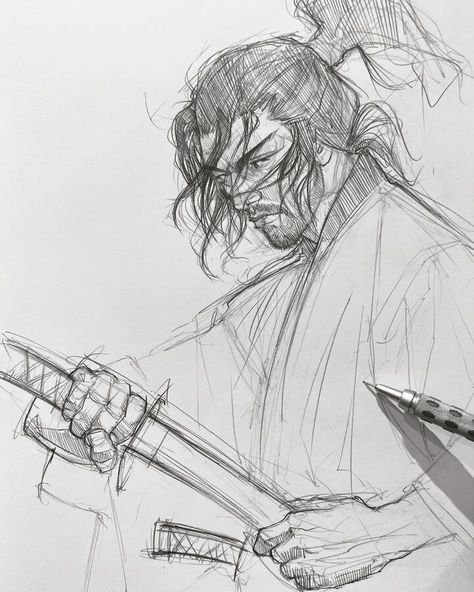 Samurai before the fight. Celebrities and Other Portraits. Click the image, for more art from Efrain Malo. Tato Geisha, Western Gunslinger Art, Samurai Drawing, Animation Drawing Sketches, Naruto Sketch Drawing, 얼굴 드로잉, Animal Illustration Art, Samurai Artwork, Human Anatomy Drawing