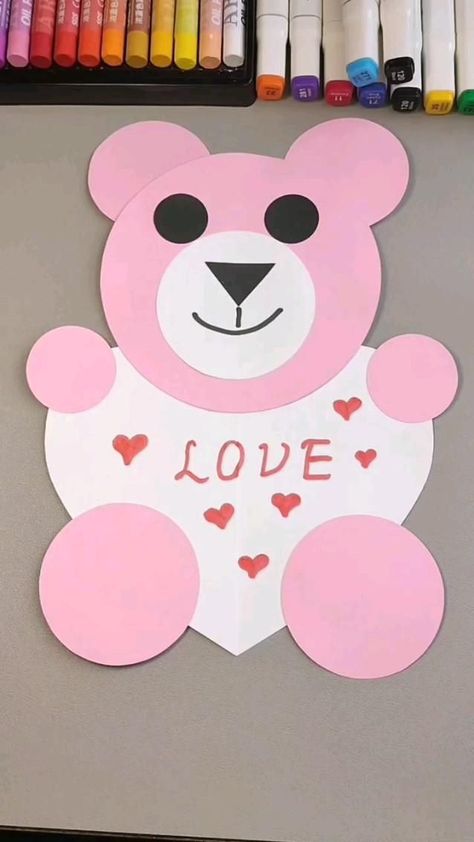 teddy bear 🧸 🐻 in 2022 | Diy paper crafts decoration, Hand crafts for kids, Diy crafts for kids easy Kertas Kerja Prasekolah, Kraf Kertas, Diy Paper Crafts, Toddler Arts And Crafts, Preschool Arts And Crafts, Valentine Crafts For Kids, Hand Crafts For Kids, Handmade Paper Crafts, Paper Craft Diy Projects