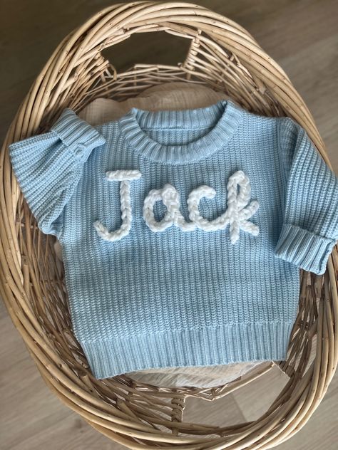 Personalized Baby Sweater, Baby Embroidered Sweater, Knit Name Sweater, Embroidered Baby Sweater, Name Sweater, Sweater Embroidery, Sweater Chunky, Embroidery Sweater, Toddler Sweater