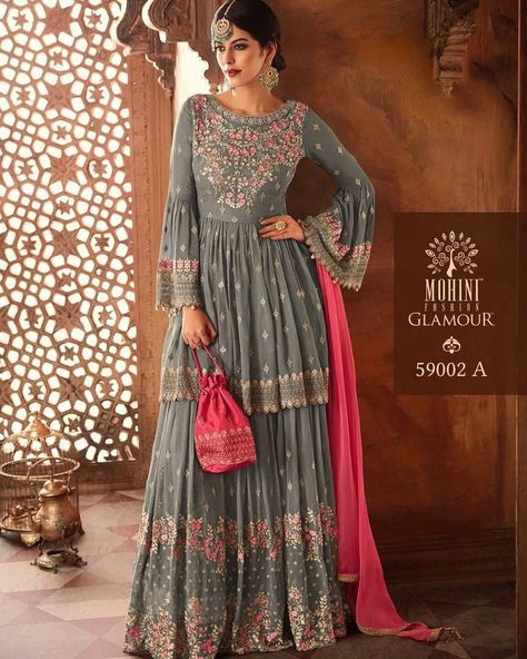 Beautiful outfit for beautiful lady in you for just INR 4500 💯 % original or refund Top and bottom  geogratte with heavy embroidery Dupatta… Sharara Designs, Sharara Suits, Sharara Suit, Desi Clothes, Indian Bridal Outfits, Dress Indian Style, Stylish Dresses For Girls, Pakistani Dress Design, Indian Designer Outfits