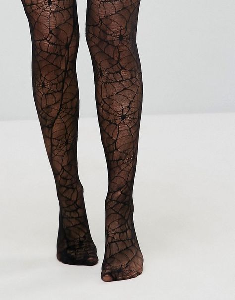 Leg Avenue Halloween Spider Lace Tights Tights by Leg Avenue, Web style finish, High-rise stretch waist, Lace design, Stretch fit. (affiliate) Patterned Tights Outfit, Spider Web Tights, Lace Tights, Asos Maternity, Patterned Tights, Leg Avenue, Look Plus, Halloween Spider, Women Legs