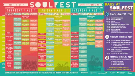 View the Multi-Stage SoulFest Schedule — The SoulFest: Christian Music Festival Music Festival Schedule Design, Festival Schedule Design, Festival Program Design, Christian Festival, Festival Program, Social Media Content Strategy, Time Schedule, Film Festivals, Event Stage