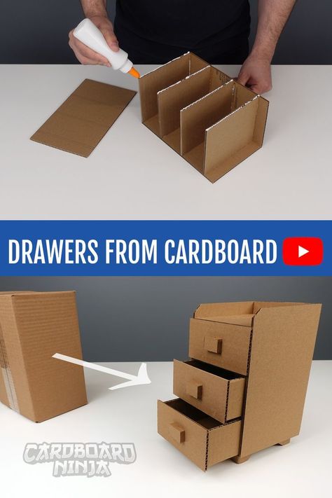 Crafted to Perfection: Impeccable DIY Projects for Every Skill Level Cartonnage, Upcycling, Cardboard Diy Crafts, Cardboard Box Storage, How To Make Drawers, Cardboard Drawers, Cardboard Box Houses, Cardboard Box Diy, Cardboard Organizer