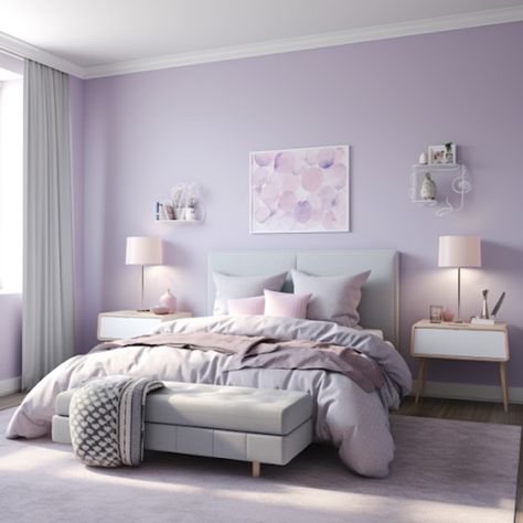 Dreamy Hues: Best Paint Colors for Girl Bedrooms | BuyBestChest Lilac Color Bedroom Ideas, Lavender And Pink Bedroom Ideas, Light Lavender Bedroom Walls, Bedroom Decor Purple Walls, Light Lavender Walls, Purple Bedroom Wall Ideas, Girls Bedroom Ideas Lavender, Light Purple Room Decor Ideas Bedrooms, Room Ideas Color Paint