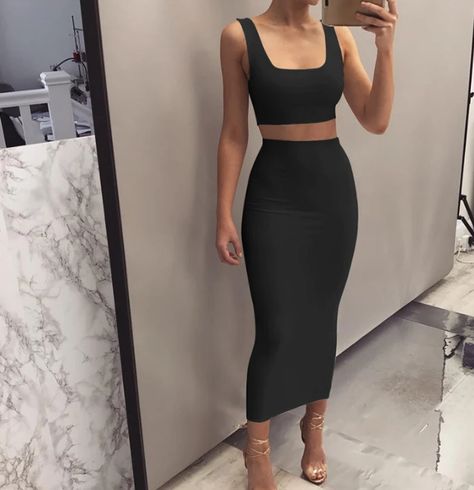 Material: Polyester Gender: Women Item Type:Two-Piece Color: White, Red, Black Size: S, M, L, XL Two Piece Skirt And Crop Top, Long Tight Skirt, Tight Skirt Outfit, Bodycon Skirt Outfit, Two Pieces Dress, Black Skirt Outfits, Dress Sleeve Length, Clothing Material, Dress Suit