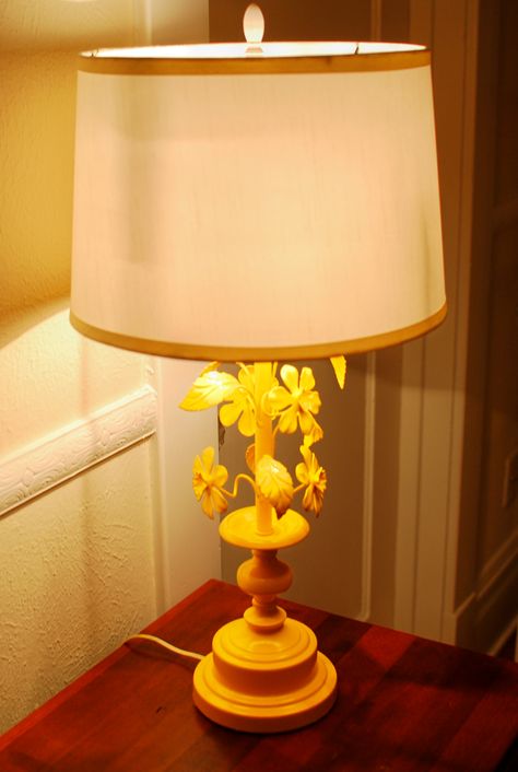 Vintage Lamp~ Repainted~ Yellow Lamp Apartments Decor, Be Prettier, 90s Bedroom, Yellow Lamp, Vintage Lamp, Lamp Base, Vintage Lamps, Bedside Lamp, Lamp Bases
