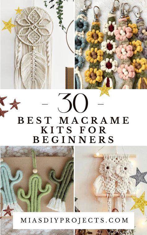 Wanting to learn the art of macrame, but not sure where to start? Here are 30 of the best DIY macrame kits for beginners! Small Macrame Projects, Macrame Tutorial Beginner, Macrame Projects Ideas, Double Plant Hanger, Indoor Garden Decor, Diy Macrame Projects, Easy Diy Wall Hanging, Vintage Macrame Patterns, Free Macrame Patterns