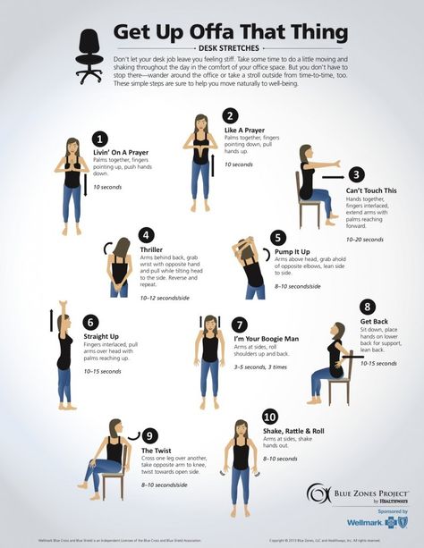 Fantastic desk stretches from Healthways' Blue Zones Project Desk Yoga, Desk Stretching, Chair Pose Yoga, Desk Workout, Office Yoga, Ashtanga Vinyasa Yoga, Workplace Wellness, Office Exercise, Chair Exercises