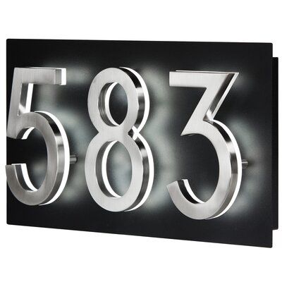 The address plaque for LED backlit numbers will add more functionalities and complete the look of the numbers. It features a dusk-to-dawn light sensor for automatic ON/OFF. Easy to install: Simply connect the plaque to any household electrical box (120V) like an outdoor light fixture. Made with high-quality galvanized steel and powder-coated paint, this plaque will resist harsh weather conditions. The numbers are mounted using 1/2-inch spacers, so the light is projected onto the address plaque f Outdoor Light Fixture, Solar House Numbers, Illuminated House Numbers, Best Solar Lights, Led House Numbers, House Letters, Outdoor Entryway, House Number Plaque, Solar House