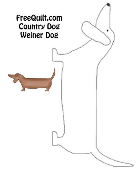 Country Dog Quilt Weiner Dog pattern Dog Quilt Blocks, Sewing Patterns Free Dog, Dog Template, Dog Outline, Dachshund Pattern, Trendy Sewing Patterns, Dog Quilts, Applique Quilt Patterns, Trendy Sewing