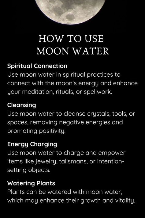 how to use moon water Herbs For Moon Water, New Moon Water Uses, Uses For Moon Water, Drinking Moon Water Benefits, Diy Moon Water, How To Use Moon Water, Moon Water Intentions, Moon Water How To Make, How To Make Moon Water