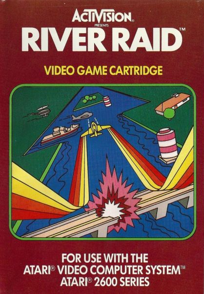 The original River Raid game box art also reflected the game's visuals nicely.. Remember Drawing, Arcade Art, Atari Video Games, Atari 2600 Games, Atari Games, Vintage Video Games, Atari 2600, Arte Dc Comics, Classic Video Games