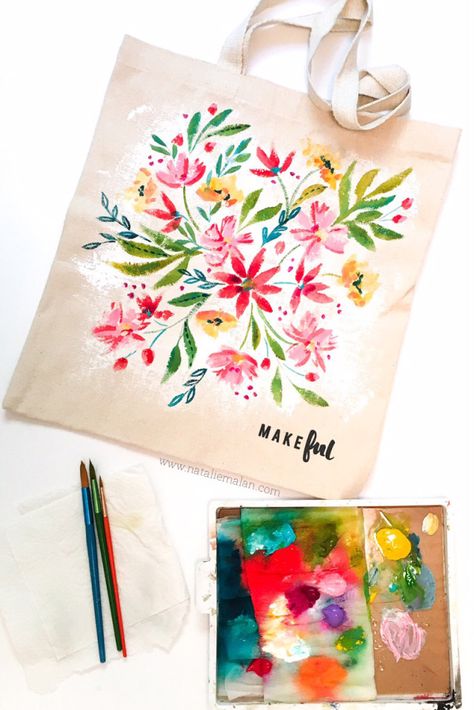 Inspiration In The Making Bag Painting Ideas, Tote Bag Painting Ideas, Tote Bag Painting, Painted Canvas Bags, Canvas Bag Diy, Bag Painting, Canvas Bag Design, Sac Diy, Diy Tote