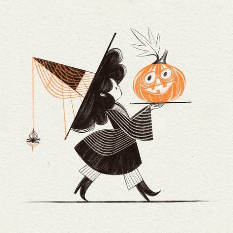 'tobers of October '22 Part I on Behance Halloween Art, Drawing Ideas For Halloween, Person Art, Ideas For Halloween, Autumn Illustration, Halloween Illustration, Arte Sketchbook, Dessin Adorable, The Collective