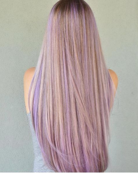 Balayage, Light Blonde With Purple Highlights, Blond With Lavender Highlights, Lavender Purple Highlights, Blond Purple Hair Highlights, Purple Highlights Blonde Hair Straight, Subtle Purple Highlights Blondes, Blonde Hair With Purple Highlights Lavender, Blonde Hair Lavender Highlights