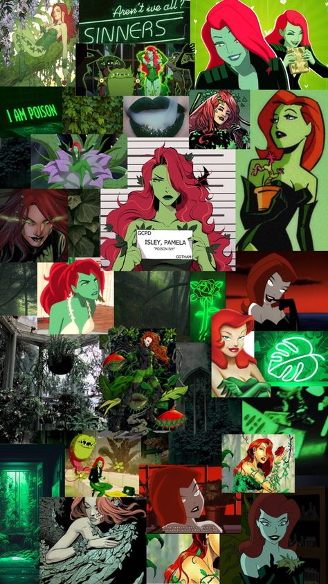 Baddie Anime Characters, Posion Ivy Wallpapers, Dc Wallpapers Aesthetic, Poison Ivy Photoshoot Ideas, Poison Ivy Aesthetic Wallpaper, Posion Ivy Costume Aesthetic, Poison Ivy Wallpaper Iphone, Poison Ivy Background, Poison Ivy And Harley Quinn Wallpaper