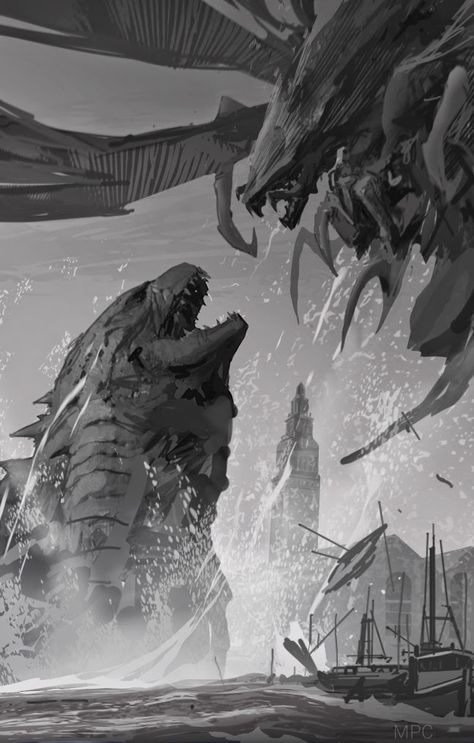 Godzilla Concept Art, Godzilla Video, King Kong Vs Godzilla, Monster Artwork, Storyboard Illustration, Godzilla Wallpaper, Godzilla 2014, All Godzilla Monsters, Creature Artwork