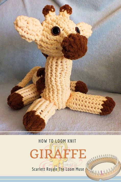 Learn to loom knit a giraffe on any 24 peg loom!!! Amigurumi Patterns, Couture, Easy Loom Knit Stuffed Animals, Loom Knitting Animals Easy, Fall Loom Knitting Projects, Loom Knit Plushies, Knitting Loom Stuffed Animals, Loom Knit Amigurumi, Knitting Loom Animals