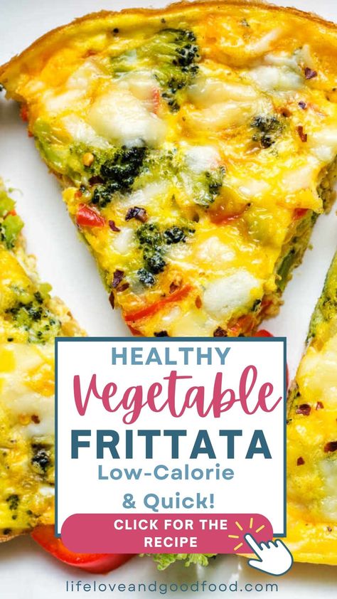 Easy Vegetable Frittata (Low-Calorie and Quick) - Life, Love, and Good Food Low Calorie Breakfast, Roasted Vegetable Frittata, Veggie Frittata Recipes, Broccoli Frittata, Vegetable Frittata Recipes, Healthy Frittata, Veggie Frittata, Vegetable Frittata, Fluffy Eggs