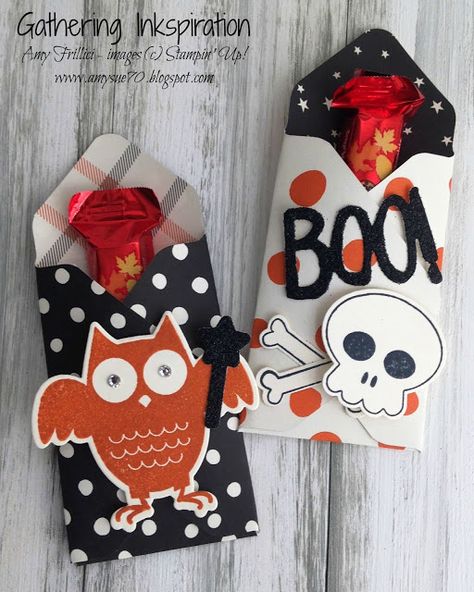 Fall Treat Gift Ideas, Stampinup Bag Of Bones Cards, Halloween Candy Bags Diy, Stampin Up Halloween Treat Holders, Halloween Treat Bag Ideas, Hersheys Nuggets, Halloween Craft Treats, Halloween Treat Bags Diy, Halloween Treat Holders