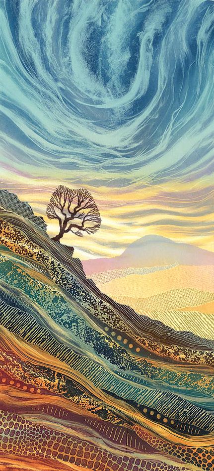 Rebecca Vincent, Landscape Quilt, Kunst Inspiration, Landscape Quilts, 판타지 아트, Aboriginal Art, Spiritual Art, Tree Art, On The Edge