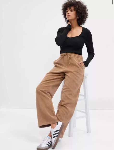 Mid Rise Easy Wide-Leg Corduroy … curated on LTK Tan Corduroy Pants Outfit, Tan Corduroy Pants, Khaki Corduroy Pants, Corduroy Pants Outfit, Fall Pants, Pants Loose, Gap Pants, Fall Fashion Outfits, Corduroy Pants