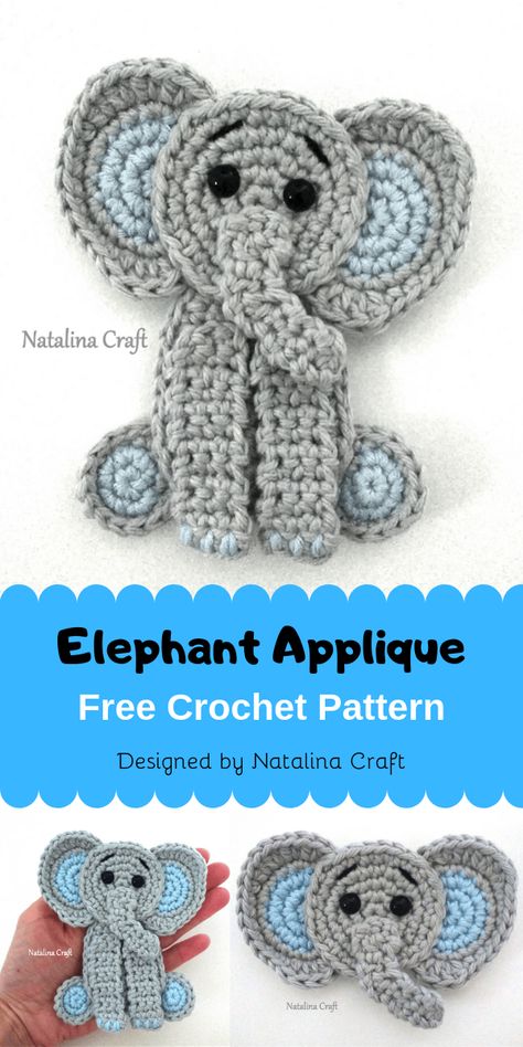 Elephant Pumpkin, Crochet Pattern Elephant, Appliques Au Crochet, Crochet Elephant Pattern, Crochet Applique Patterns Free, Elephant Applique, Crochet Elephant, Haken Baby, Elephant Pattern