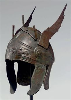 Now  that's alot of money for something so old, haha!   A GREEK BRONZE WINGED HELMET OF CHALCIDIAN TYPE Winged Helmet, Greek Helmet, Helmet Armor, Istoria Artei, Ancient Armor, Grece Antique, Classical Period, Ancient Warfare, Historical Armor