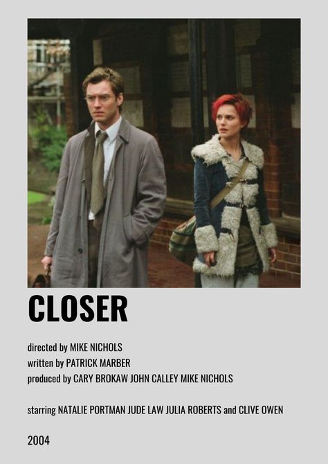 Closer 2004, Closer Movie, Movie To Watch List, Film Posters Minimalist, Minimal Movie Posters, Movie Prints, Best Movies, Film Inspiration, Movie Posters Minimalist