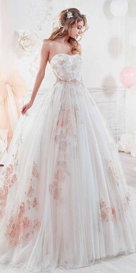 Nicole Spose Wedding Dress, Nicole Spose, Wedding Dress Guide, Pink Wedding Dresses, Floral Wedding Dress, Wedding Dresses 2018, Dresses Simple, Dress Guide, Wedding Dresses Strapless