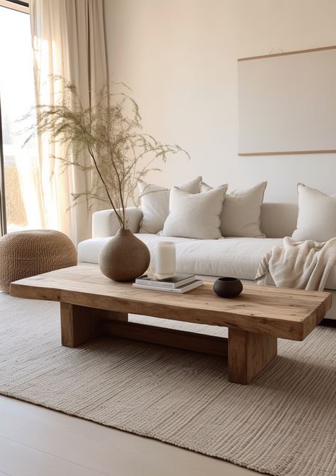 Retreat Decor, Meja Sofa, Organic Modern Living Room, Organic Living Room, Japandi Living Room, Earthy Living Room, Room Neutral, Japandi Living, Room Minimalist