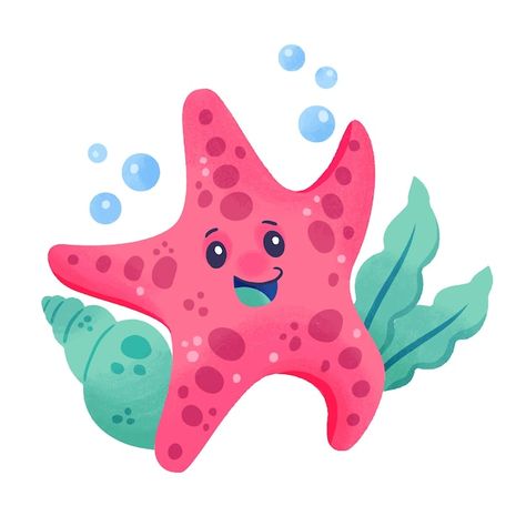 Free vector hand drawn cartoon starfish ... | Free Vector #Freepik #freevector #illustrations #cartoon-illustration #hand-drawn-illustration #cartoon Sea Vector Illustrations, Dock Party, Starfish Illustration, Sea Cartoon, Cartoon Starfish, Cute Starfish, Bee Themed Classroom, Beach Drawing, Themed Classroom