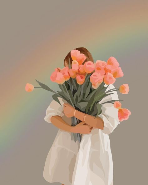 Flowers And Sunshine, I Wish For You, Digital Art Software, Mode Retro, Make Smile, Girls With Flowers, Girly Art Illustrations, Illustration Art Girl, Art Et Illustration