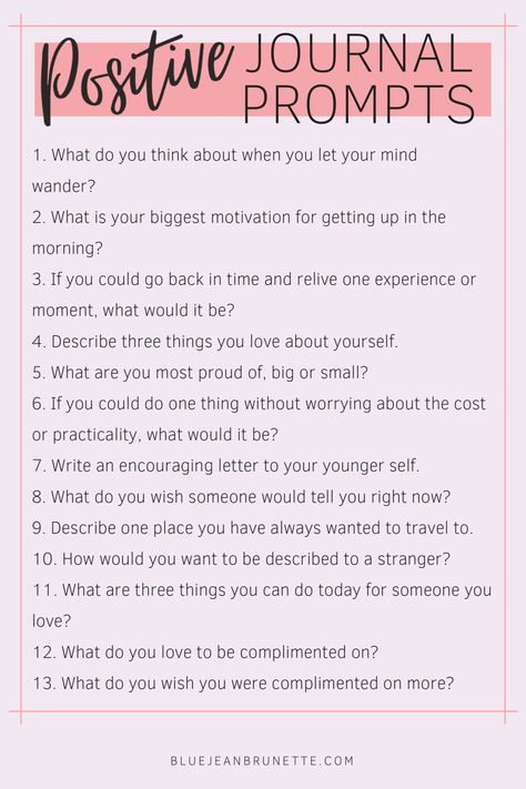 Journaling is an awesome form of self care and great for self development. It can be hard to be inspired or motivated to write in your journal, so use these positive journal prompts and journal topics for self-discovery and reflection. #journal #journaling #journalprompts #positive #selfdiscovery Questions To Write In Journal, Prompts For Reflection, Journal Prompts For Positive Mindset, Self Reflection Journal Ideas, Journaling Prompts For Gratitude, Writing Prompts Journal Self Discovery, Journal Prompts For Self Development, Journal Prompts For Health, Uplifting Journal Prompts