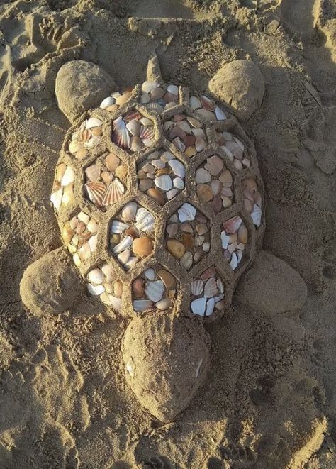 Sand Turtle, Beach Sand Castles, Beach Sand Art, Nature Mandala, Sand Pictures, Castle Aesthetic, Turtle Beach, Sand Sculptures, Pismo Beach