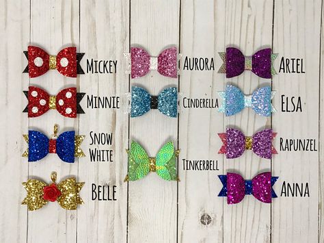 Etsy shop feature: Buns and Braids hair bows - Disney in your Day Disney Clips, Buns And Braids, Disney Princess Hair Bows, Diy Leather Bows, Hair Bows Diy, Disney Hair Bows, Princess Hair Bows, Disney Bows, Halloween Hair Bows