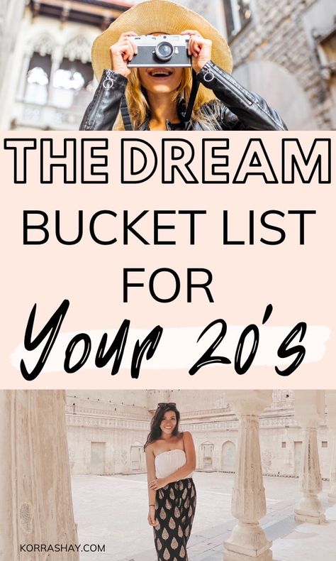 The dream bucket list for your 20s! The perfect life bucket list for your twenties. Do these things before turning 30! #bucketlist #bucketlistideas #twenties #lifelessons Things You Should Do In Your 20s, 20 Things To Do In Your 20s, What To Do In Your 20s, Things To Do In Your 20s, 20s Advice, 20s Bucket List, 30 Things To Do Before 30, Life Bucket List, Bucket List Ideas For Women