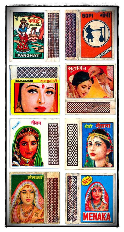 Nobody seemed to ever buy these matchboxes, but there were always some lying around. Matchbox Aesthetic, Nostalgia Graphic Design, Indian Nostalgia, Indian Graphics, Bollywood Aesthetic, Modern India, Indian Illustration, Textil Design, Collection Display