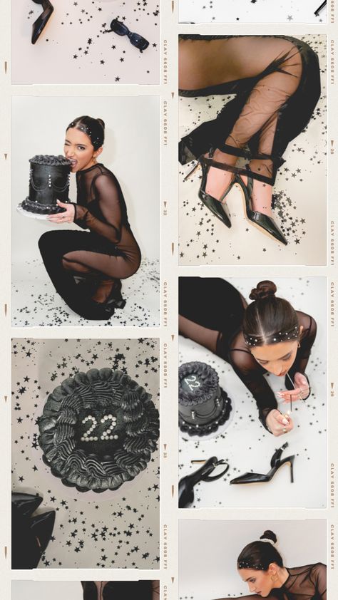 Birthday Shoot Black And White, Black Backdrop Photoshoot Ideas Birthday, Classy Bday Shoot, Minimalistic Birthday Photoshoot, 25th Birthday Photoshoot Outfit Ideas, All Black Birthday Photoshoot Ideas, Black Birthday Ideas For Women, Black Dress Photo Shoot Ideas, Photoshoot Outfit Ideas Birthday